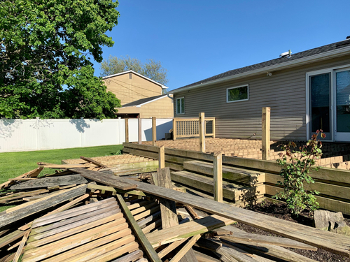 Deconstructing,The,Backyard,Deck,And,Removing,The,Flooring,Until,Only Residential Junk Removal seattle