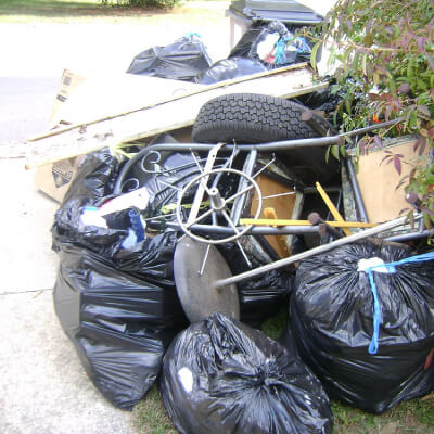 Pile of garbage in driveway