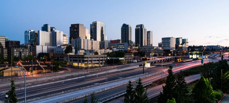 Downtown city center of Bellevue WA